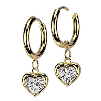 Pair of hoops with heart dangle