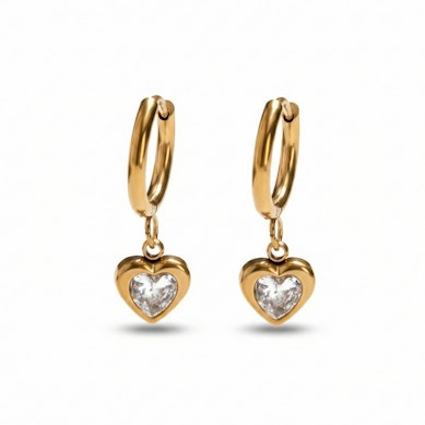 Pair of hoops with heart dangle