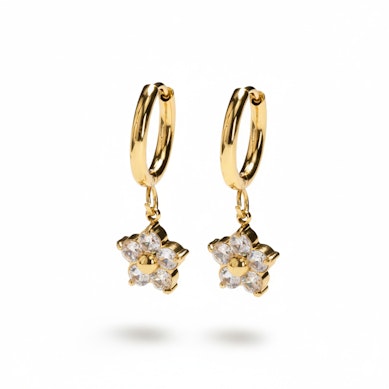 Pair of hoops with flower dangle