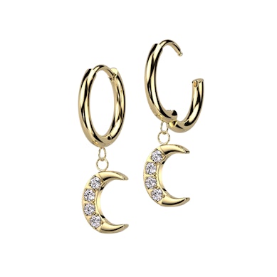 Pair of hoops with moon dangle