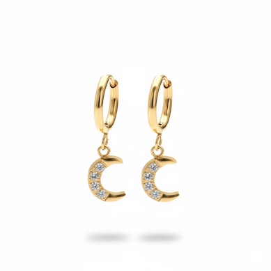 Pair of hoops with moon dangle