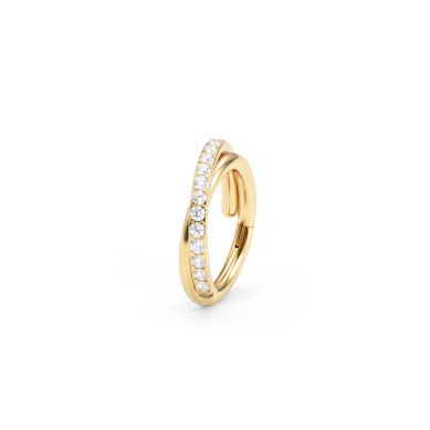 Cross over titanium ring with cubic zirconia gems