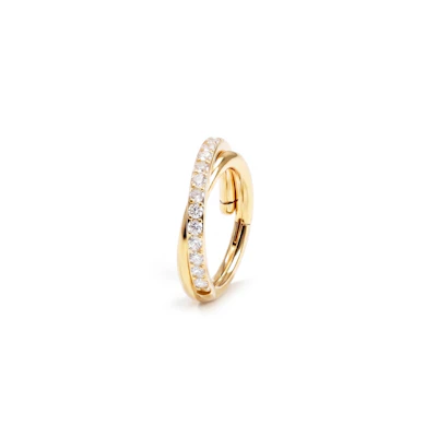 Cross over titanium ring with cubic zirconia gems
