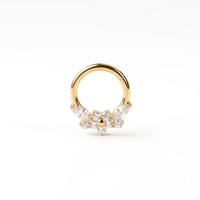 Forward facing titanium ring with flowers