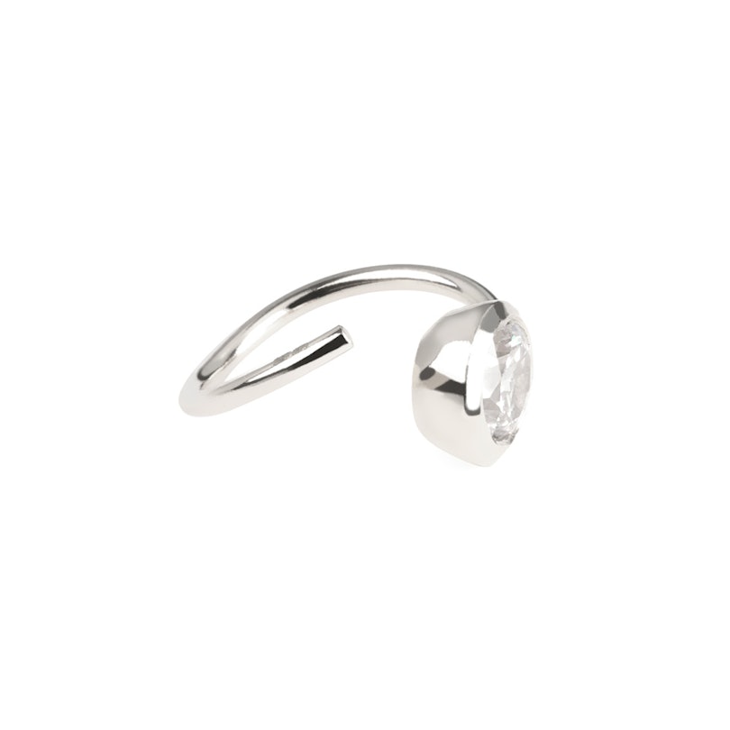 Ring made of 14k gold with crystal gem Body Jewelry