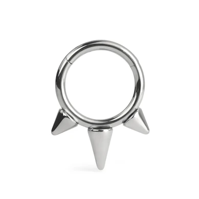 Hinged ring made of titanium with spikes