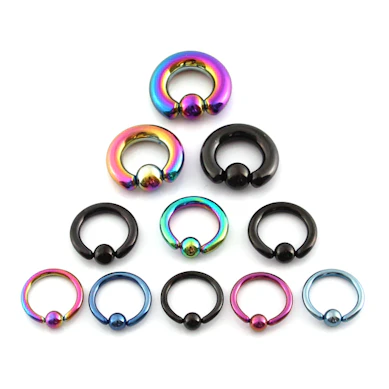 Captive bead ring in large size with titanium anodization