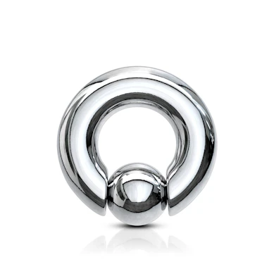 Captive bead ring in large size with pop-out ball