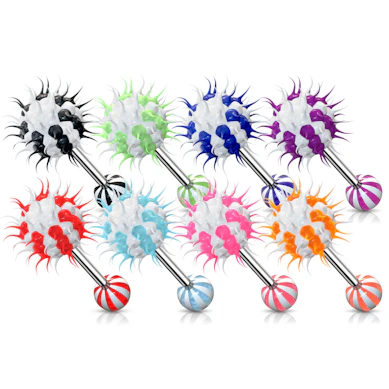 Tongue barbell with soft ball