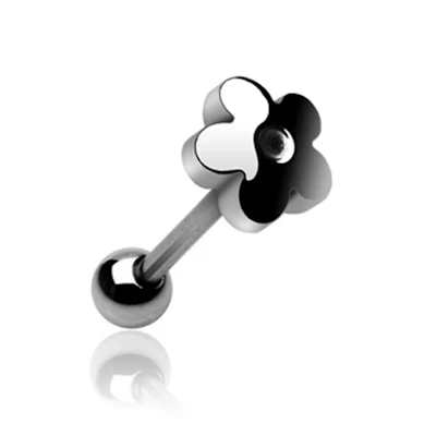 Tongue barbell with little flower