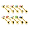 Tongue barbell gold-plated with bezel-set stone in your choice of color Body Piercing