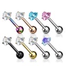 Tongue barbell with prong set heart stone Piercing