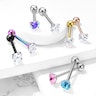 Tongue barbell with prong set heart stone Piercing Jewelry