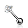 Tongue barbell with prong set heart stone Piercing