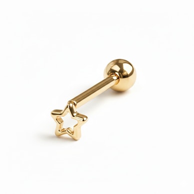 Titanium tongue barbell with star