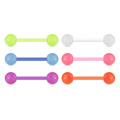 6 barblov za jezik iz akrila, ki se sveti v temi