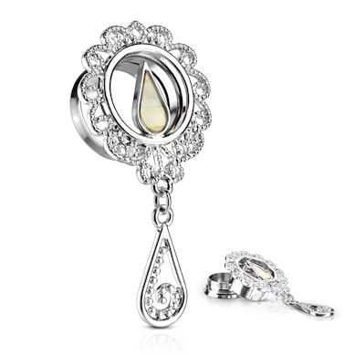 Tunnel with drop-shaped mother of pearl