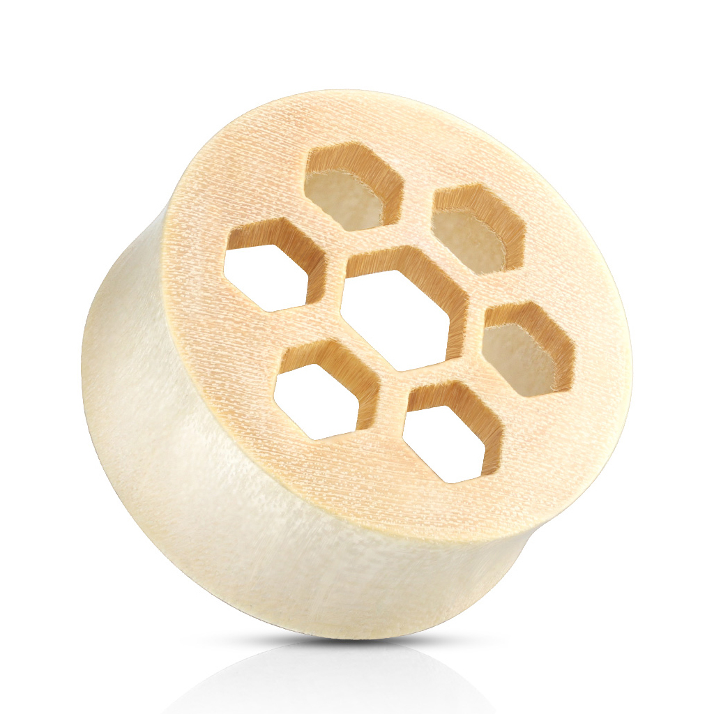 Tunnel made of wood with hexagonal design Body Piercing