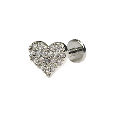 Labret internally threaded with studded heart