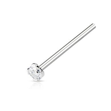 Fishtail nose stud with prong set stone