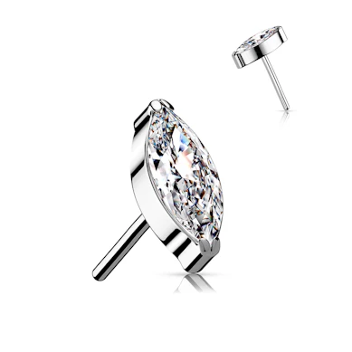 Titanium threadless push-in top with marquise stone