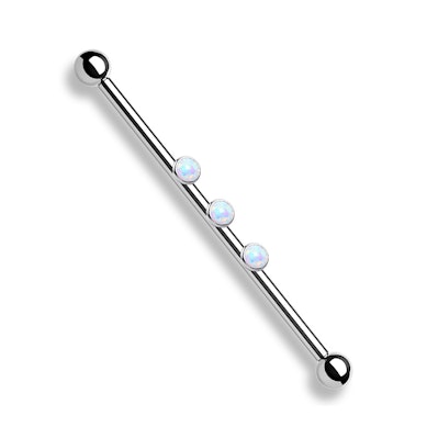 Industrial barbell with 3 internal threaded opals