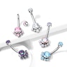 Belly button ring made of titanium with round cluster stones Piercings