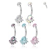 Belly button ring made of titanium with round cluster stones Body Piercing