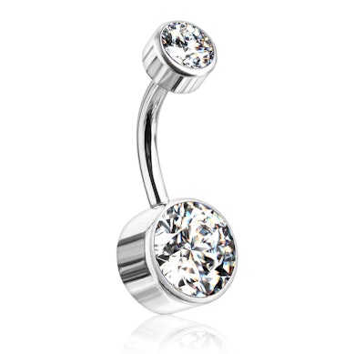 Belly button ring made of titanium with flat balls and internally threaded top