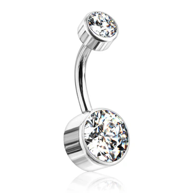 Belly button ring made of titanium with flat balls and internally threaded top