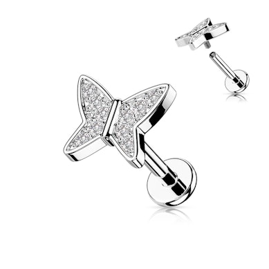 Labret z notranjim navojem in metuljčkom