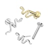 Push-in labret made of 14K gold with detailed snake Body Piercing