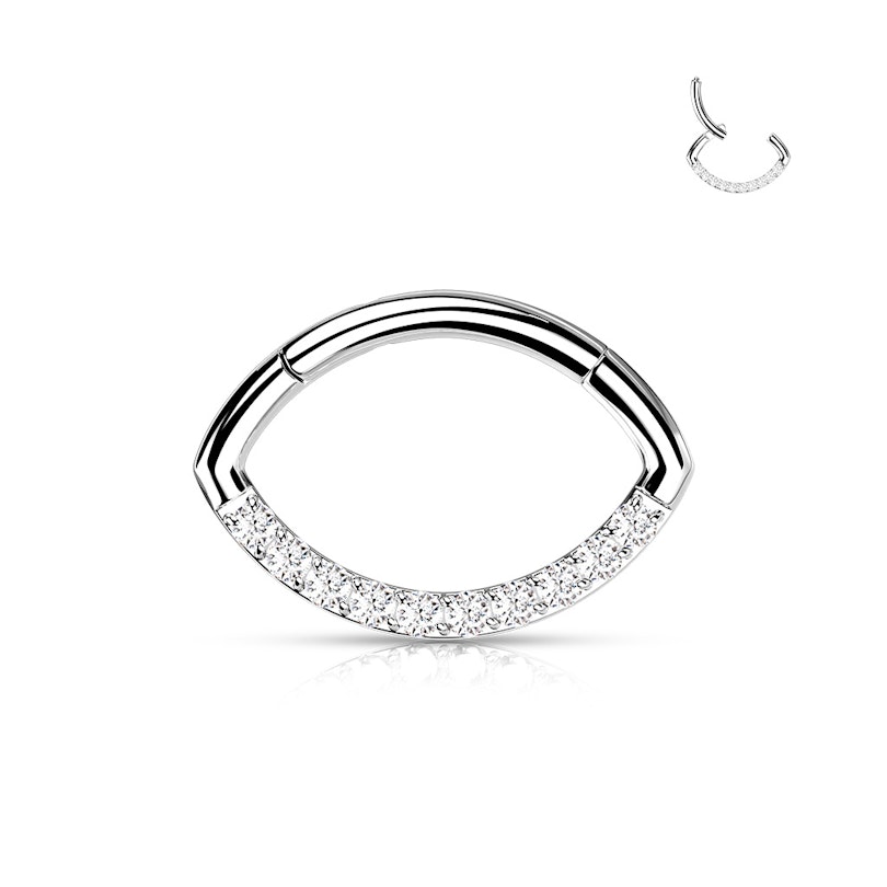 Hinged ring with oval shape and row of stones Body Jewelry