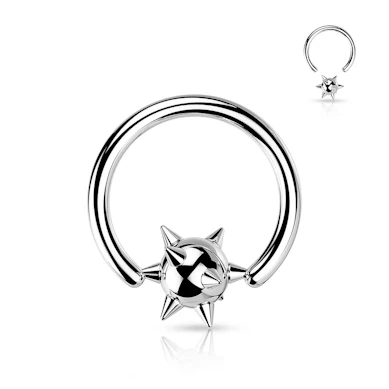 Captive bead ring with spiked ball