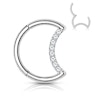 Ring made of titanium with stone-paved crescent Piercing Jewelry