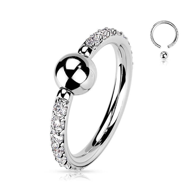 Titanium captive bead ring with CZ stones on each side Piercing Jewelry
