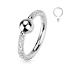 Titanium captive bead ring with CZ stones on each side Piercing Jewelry