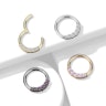 Hinged ring made of surgical steel with five gemstones Body Jewelry