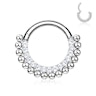 Hinged ring made of titanium with gemstones and small beads Body Jewelry