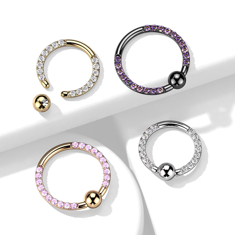 Titanium captive bead ring with front facing stones on each side Piercings