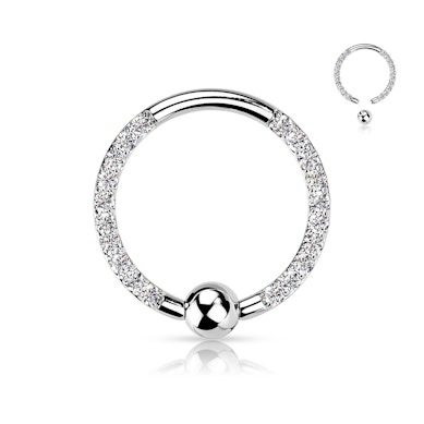 Titanium captive bead ring with front facing stones on each side