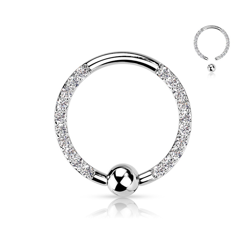 Titanium captive bead ring with front facing stones on each side Piercings