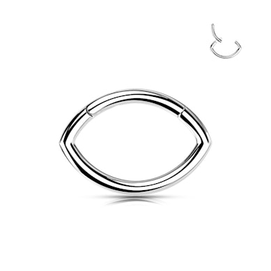 Oval-shaped hinged ring made of titanium
