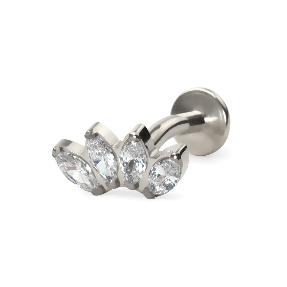 Exquisite titanium belly ring with stones in marquise design