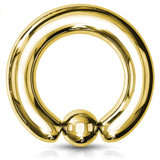 Beautiful large gold plated captive bead ring