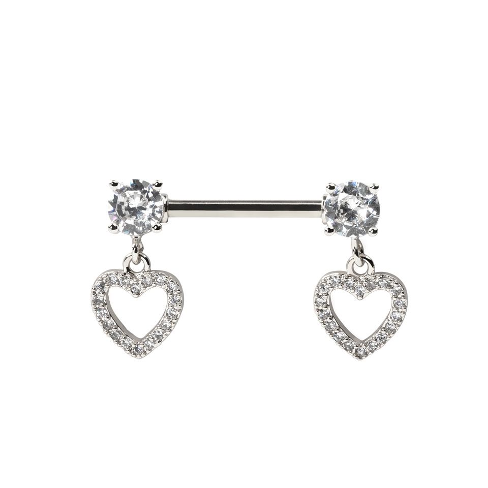 Diamond heart nipple piercing sale