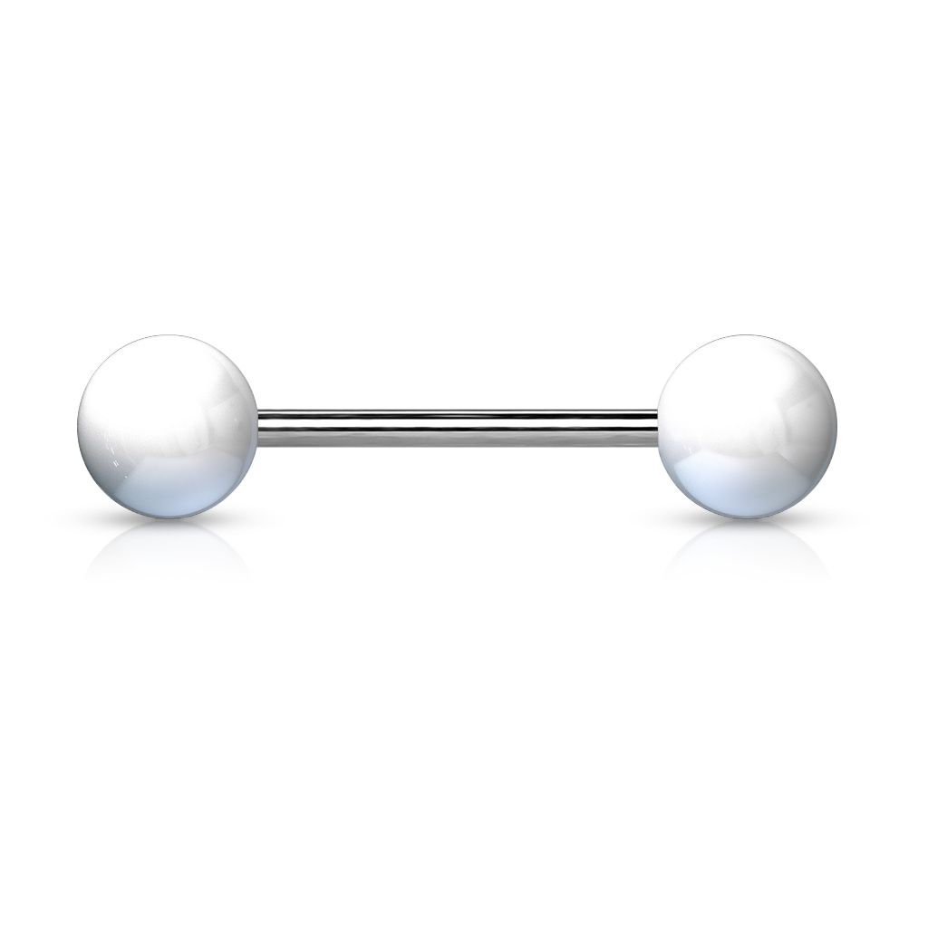 Simple titanium tongue barbell with acrylic balls in different colors