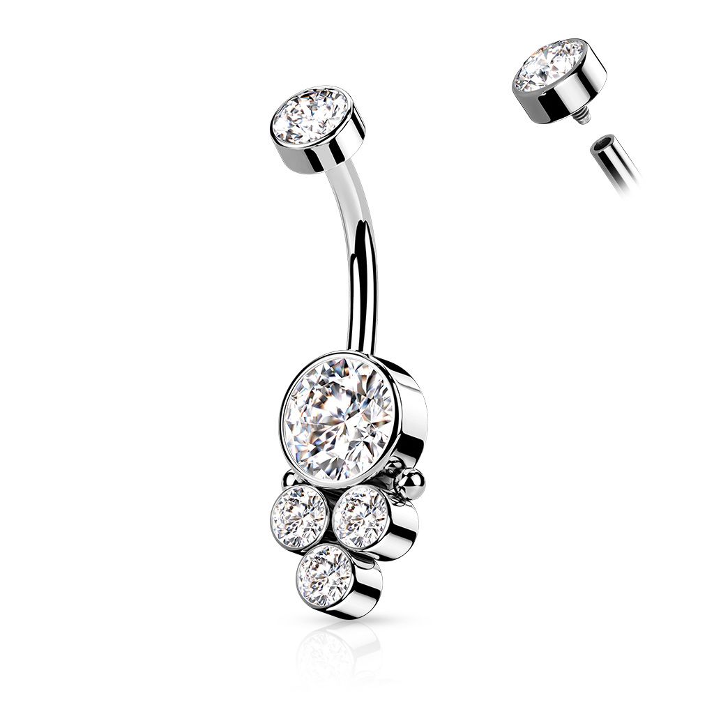 Internally threaded clearance belly ring