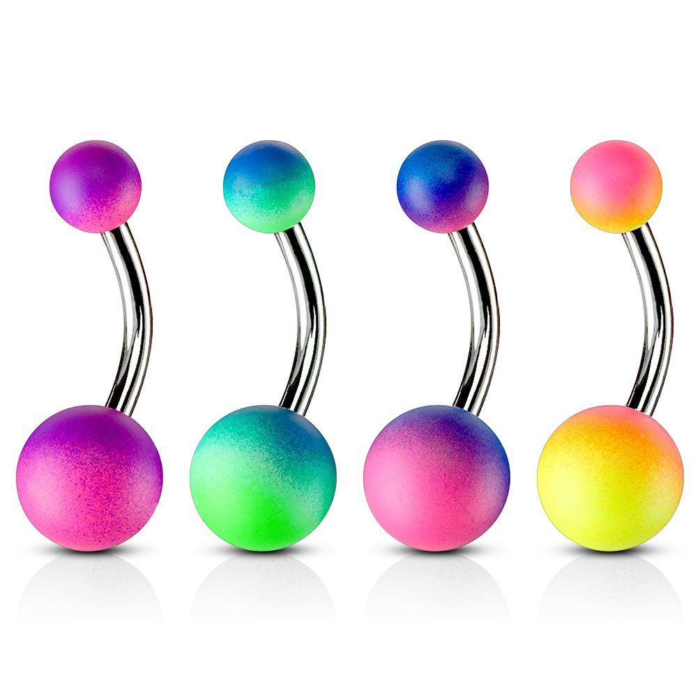 Belly button ring with rubberized balls