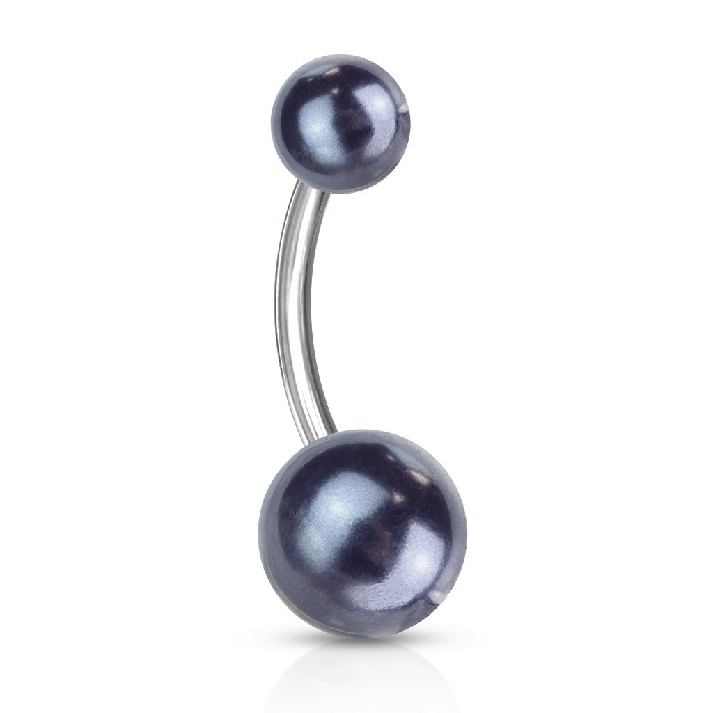 Beautiful belly button ring with pearled acrylic balls